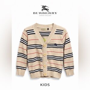Burberry Beige and Black Striped Sweater